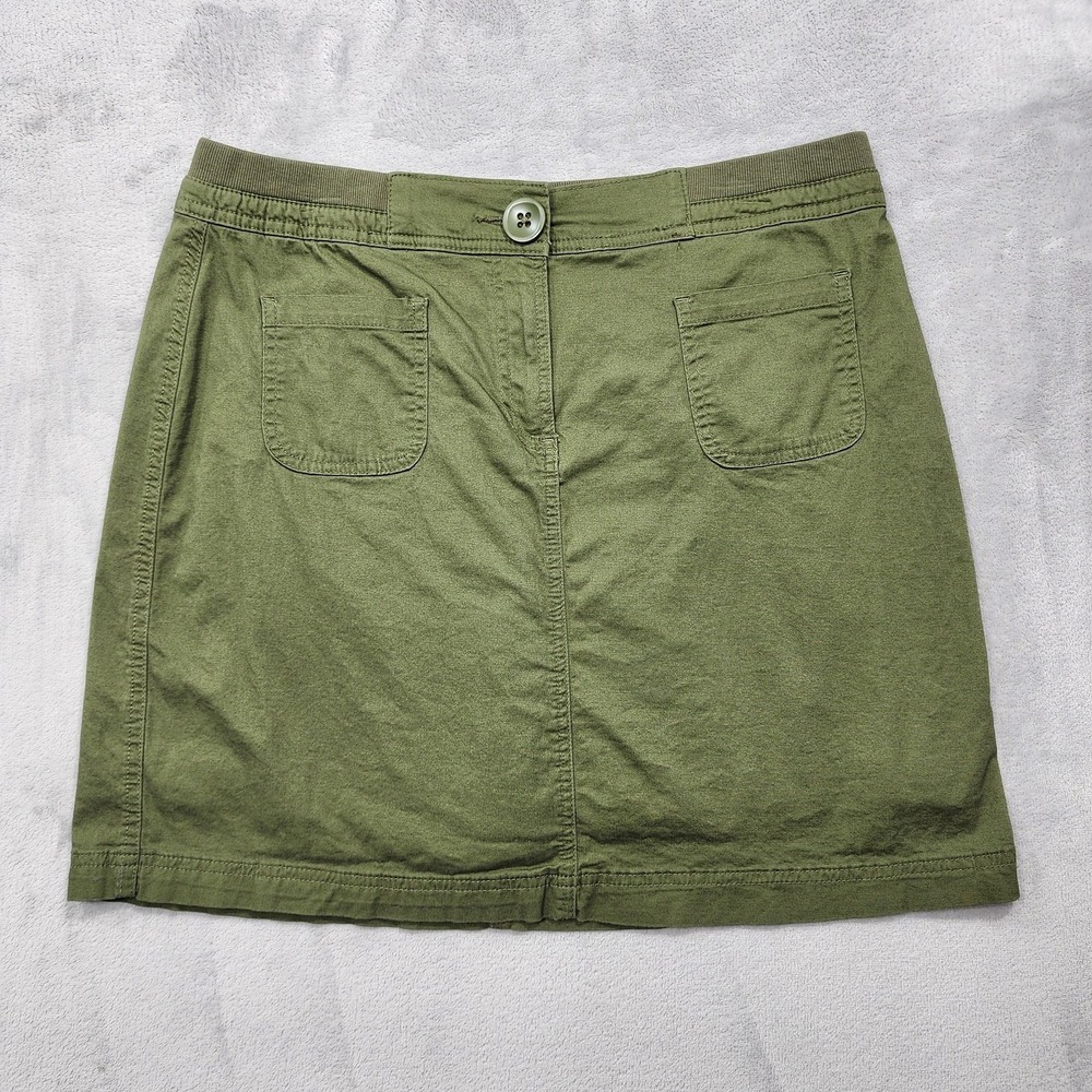 Vintage Karen Scott Skort Womens 10 Green Twill Pencil Mini Lined Stretch Casual